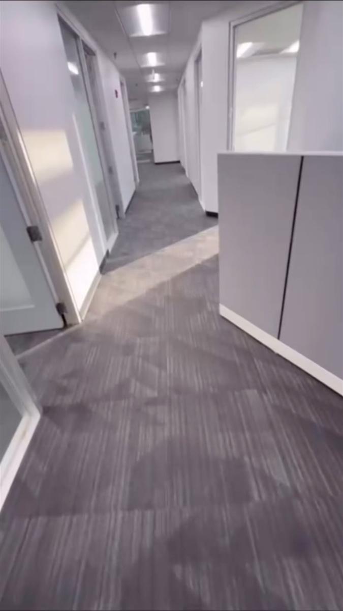 Commercial carpet tile installed in a Richmond-area office corridor