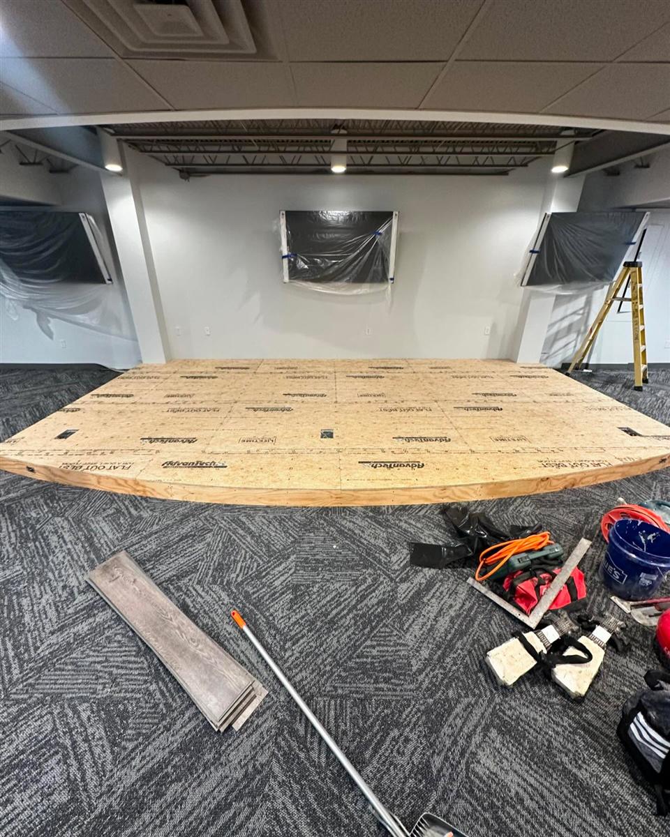 Carpet tile auditorium with stage