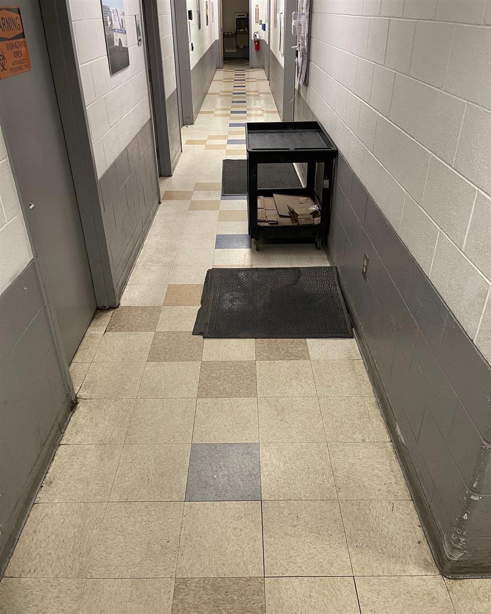 VCT tile in a commercial hallway